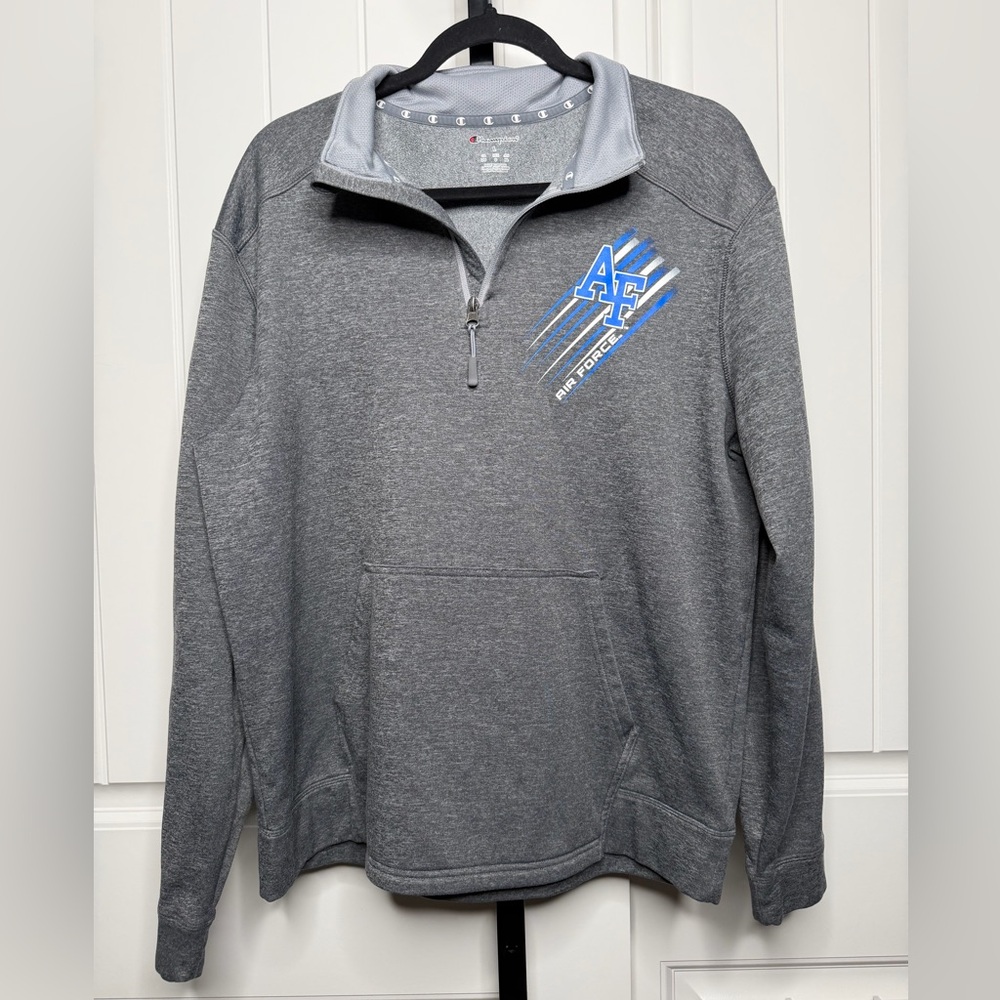 Champion Men’s Air Force Gray and Blue Quarter-Zip Pullover